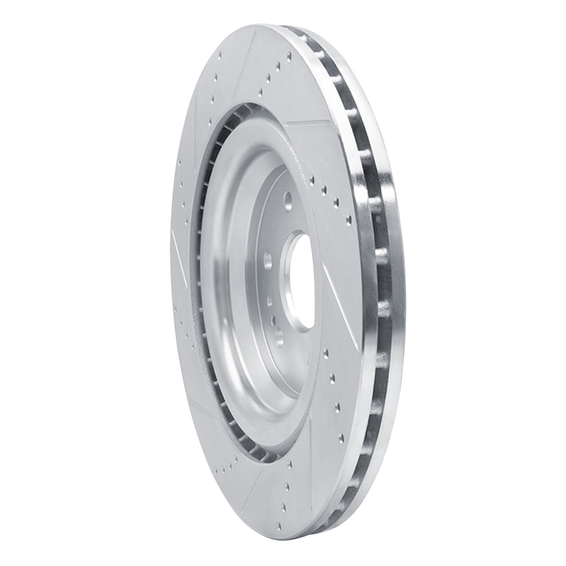 Cadillac Escalade Brake Rotor (1) - Front Right - R1 Concepts - Drilled & Slotted - Silver - `14-`20